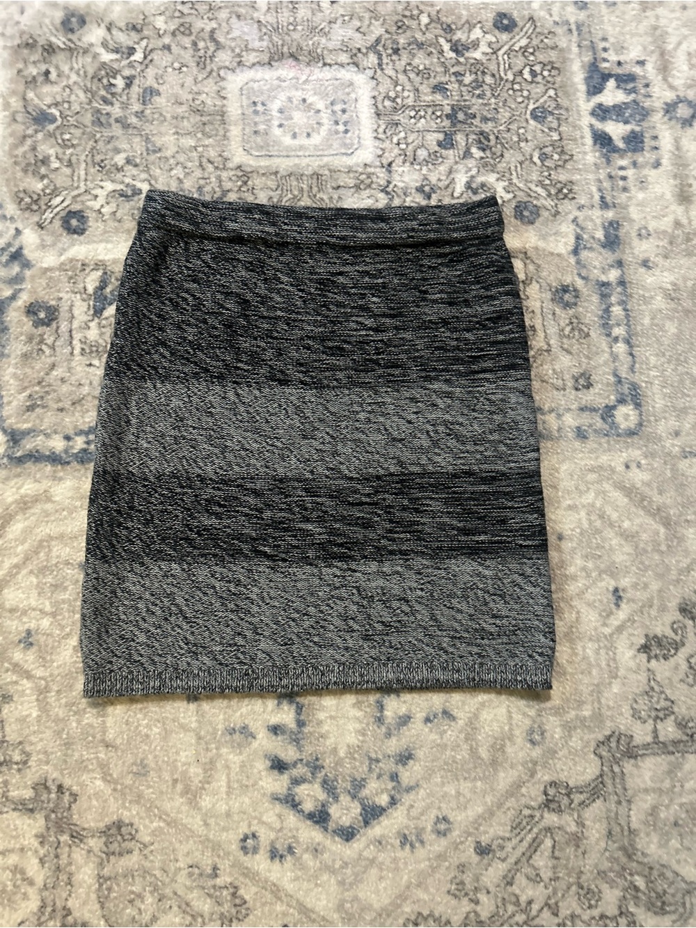 LOFT Classic Knit Pencil Skirt - Gray Stripe